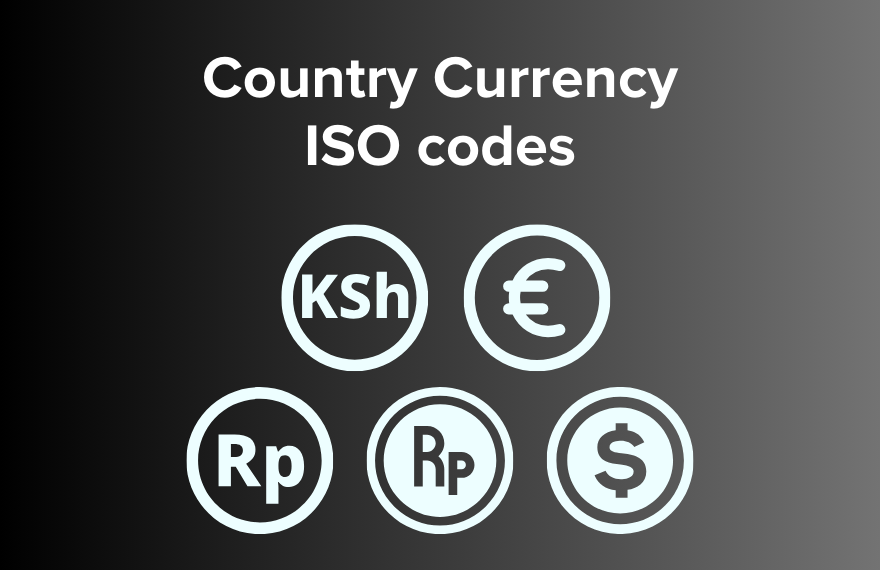 Country currency ISO codes complete list all continents