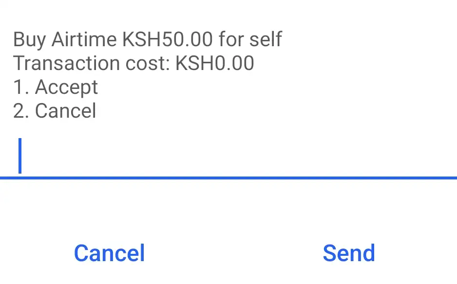 How to Buy Airtime with Mpesa for Safaricom USSD accept or cancel option