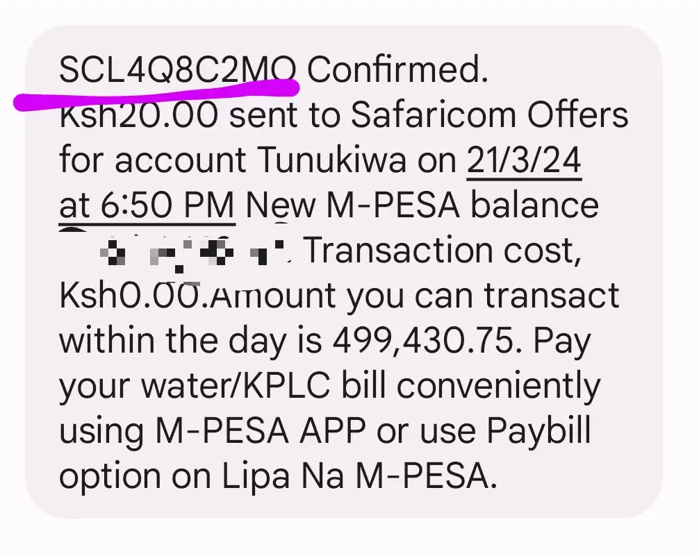 How to check Mpesa transaction code what is a confirmation code