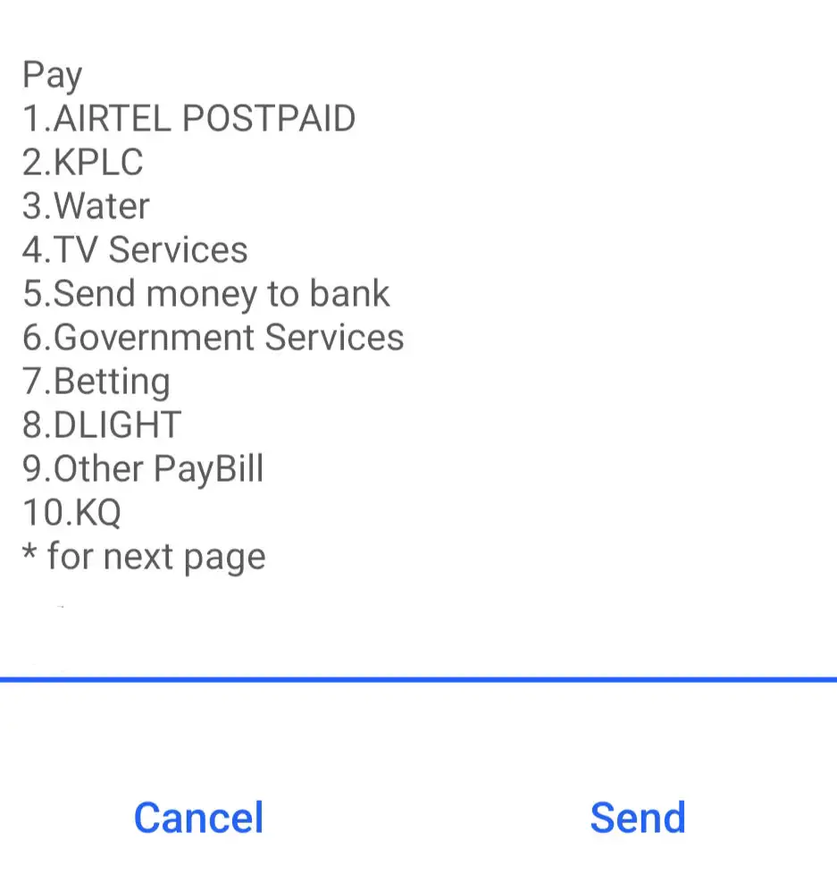 Pay with Airtel Money to an Airtel PayBill choose service to pay