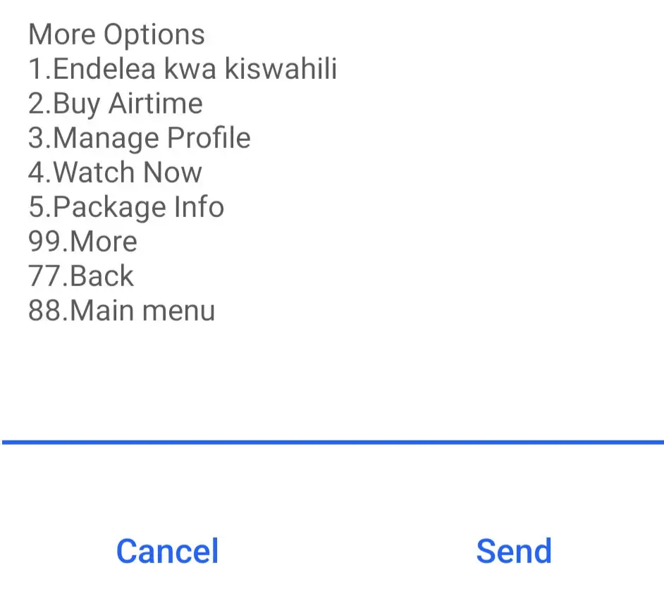 GOtv Kenya USSD more options menu