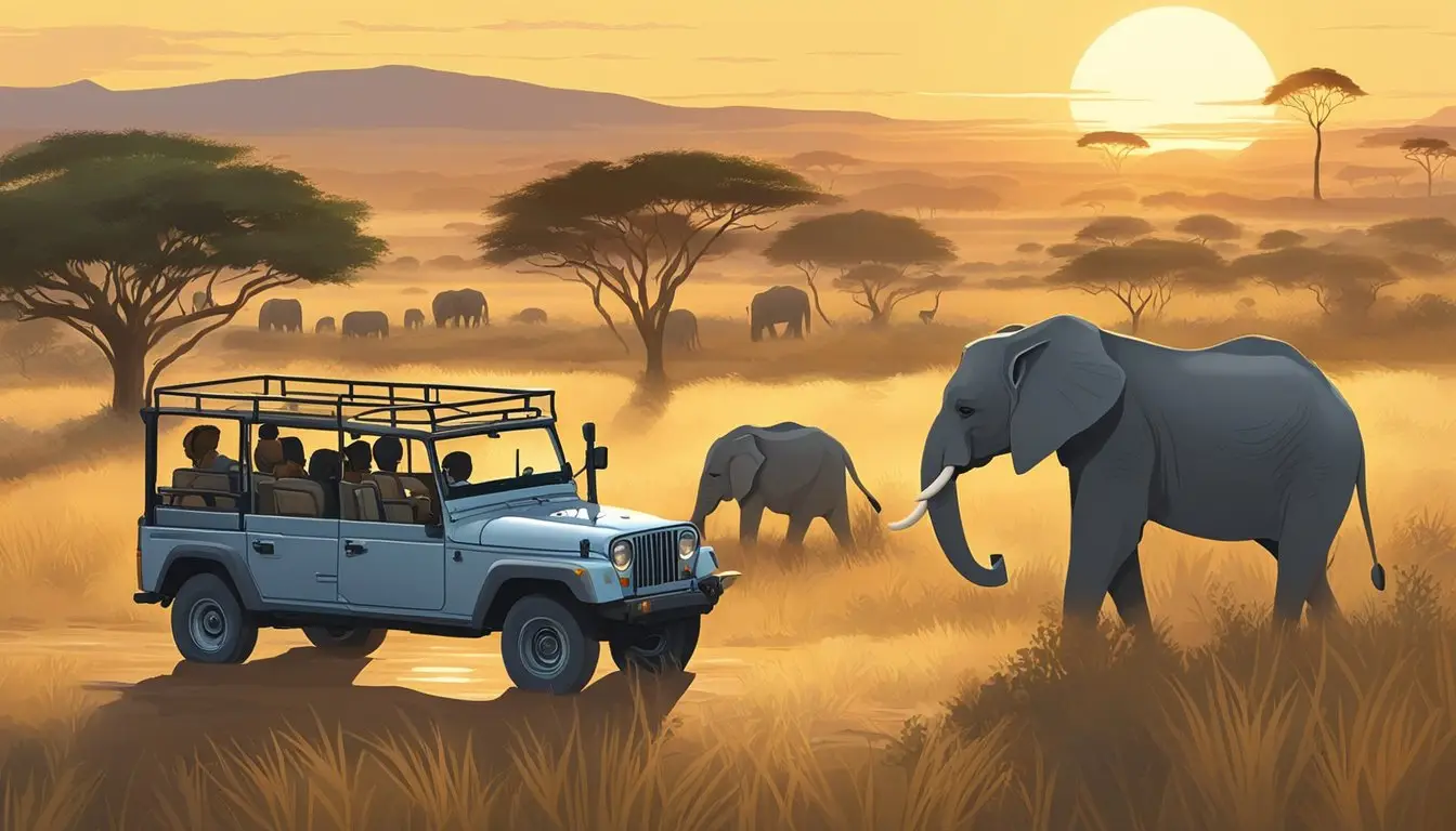 Kenya wildlife safari jeep elephants