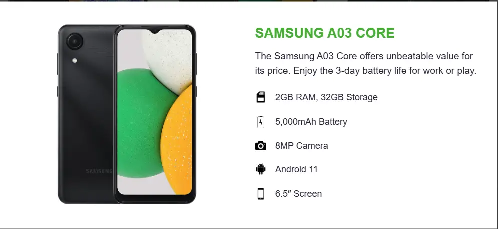 Mkopa phones Samsung A03 Core