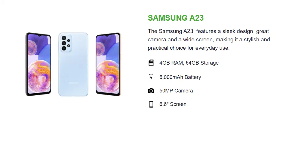 Samsung A23 MKopa phones