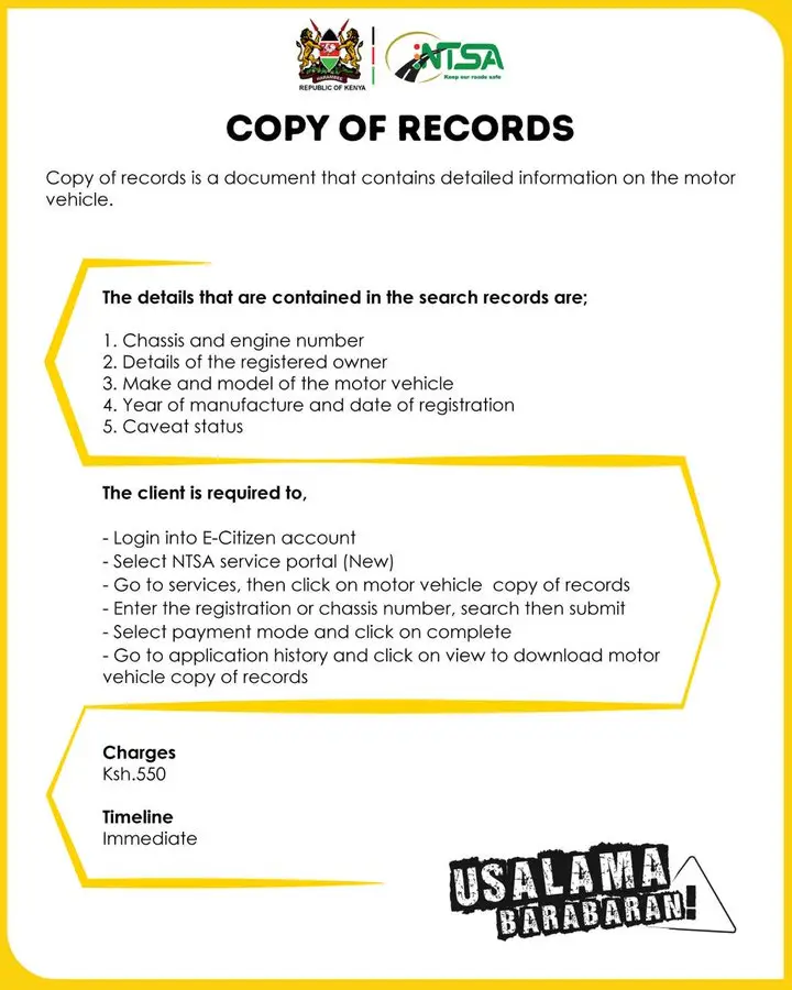 NTSA Copy of Records Vehicle Search