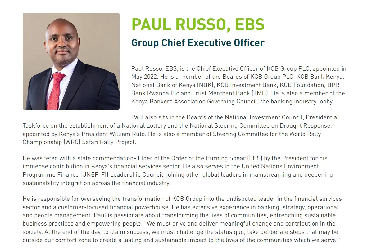 KCB Bank leadership